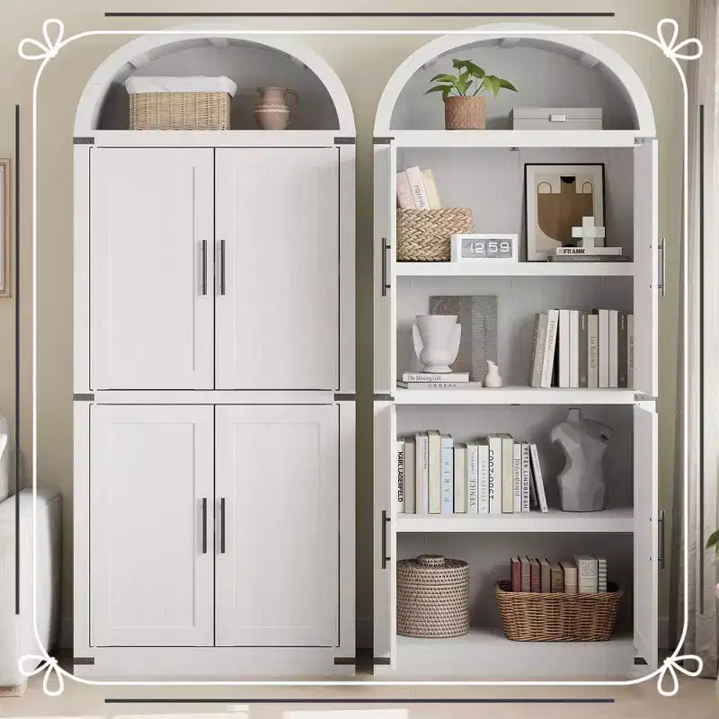Grand garde-manger de cuisine voûté de 71,6 po avec portes, Grande bibliothèque avec portes