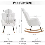 Fauteuil à bascule et coulissant pour chambre de bébé, en tissu Teddy, avec accoudoirs modernes, siège rembourré avec dossier haut et oreiller pour salon chambre à coucher (ivoire)