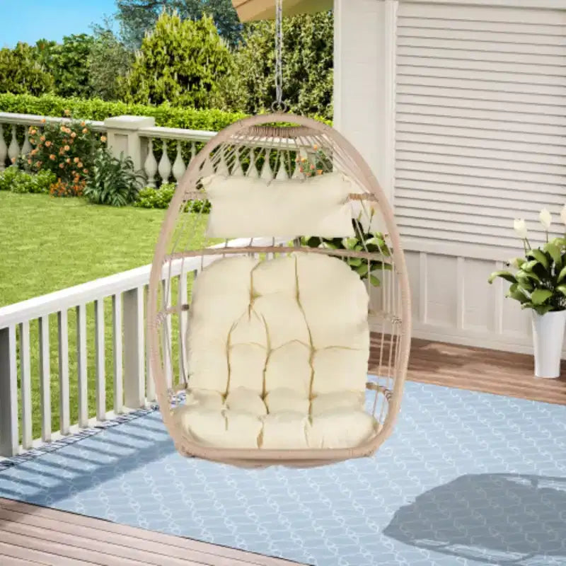 Fauteuil suspendu œuf en rotin pour jardin extérieur, chaise suspendue pour chambre, salon, balcon
