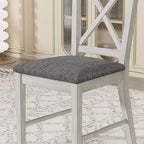 Ensemble de table à manger de style ferme VECELO, table en bois d'hévéa et chaises de salle à manger rembourrées, gris