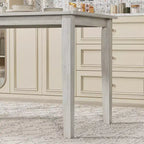Ensemble de table à manger de style ferme VECELO, table en bois d'hévéa et chaises de salle à manger rembourrées, gris