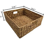Table de chevet eHemco en bois massif avec tiroir, 2 étagères de rangement et panier en osier, 61 cm de haut – Idéale pour la maison, la chambre, le salon