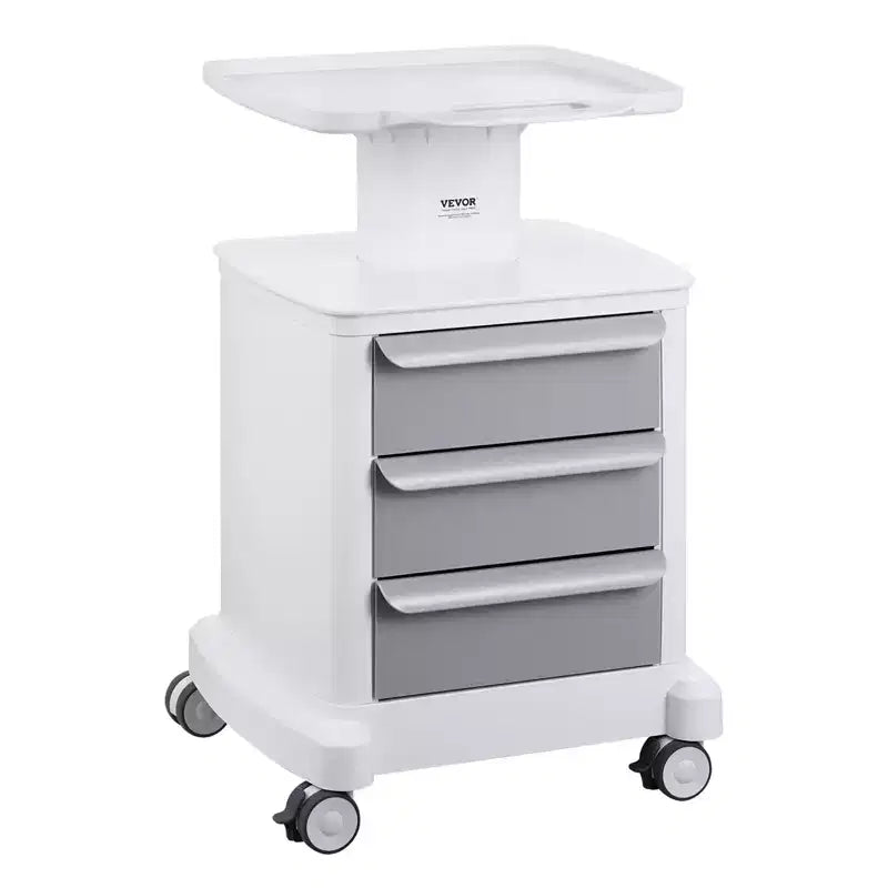 VEVOR 4 Tiers Lab Carts, Lab Utility Cart with 3 Drawers & 1 Top Tray, Mobile Medical Cart with ABS Material, Lab Rolling Cart