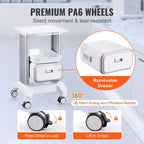 Chariot de laboratoire VEVOR à 2 niveaux, chariot de laboratoire avec 1 tiroir et 1 plateau supérieur, chariot médical mobile en ABS, chariot de laboratoire à roulettes