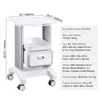 Chariot de laboratoire VEVOR à 2 niveaux, chariot de laboratoire avec 1 tiroir et 1 plateau supérieur, chariot médical mobile en ABS, chariot de laboratoire à roulettes
