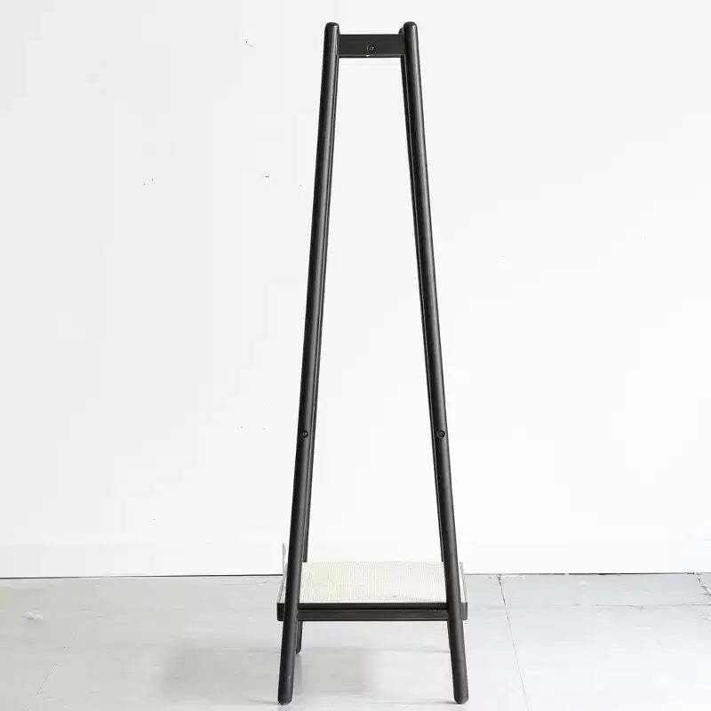 Christopher Knight Home Samantha Portant à vêtements trapézoïdal moderne de 65 po en bois de chêne massif avec étagère en rotin