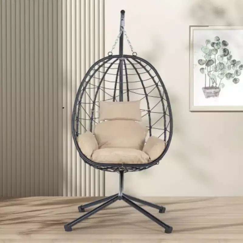 Egg Chair with Stand Indoor Outdoor Swing Chair Patio Wicker Hanging Egg Chair Hanging Basket Chair Hammock Chair