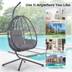 Fauteuil œuf sur pied, balancelle d'intérieur et d'extérieur, fauteuil suspendu en osier pour terrasse, fauteuil panier suspendu, fauteuil hamac