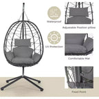 Fauteuil œuf sur pied, balancelle d'intérieur et d'extérieur, fauteuil suspendu en osier pour terrasse, fauteuil panier suspendu, fauteuil hamac