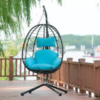 Fauteuil œuf sur pied, balancelle d'intérieur et d'extérieur, fauteuil suspendu en osier pour terrasse, fauteuil panier suspendu, fauteuil hamac