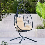 Fauteuil œuf sur pied, balancelle d'intérieur et d'extérieur, fauteuil suspendu en osier pour terrasse, fauteuil panier suspendu, fauteuil hamac