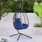 Fauteuil œuf sur pied, balancelle d'intérieur et d'extérieur, fauteuil suspendu en osier pour terrasse, fauteuil panier suspendu, fauteuil hamac