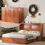 Lit escamotable multifonctionnel Mjkone Queen Size avec station de recharge USB, tiroirs et matelas pliant en trois.