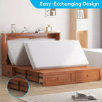 Lit escamotable multifonctionnel Mjkone Queen Size avec station de recharge USB, tiroirs et matelas pliant en trois.