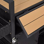 Chariot de grillades d'extérieur en osier de 52,8 po avec plateau de table extensible, îlot de cuisine roulant avec grand espace de rangement, étagères à épices et roues verrouillables - ModernLuxe