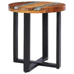 vidaXL Table basse avec incrustation en résine, Table centrale ronde pour salon, Entièrement fabriquée à la main, 40 x 45 cm, Bois de récupération massif, Multicolore
