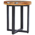vidaXL Table basse avec incrustation en résine, Table centrale ronde pour salon, Entièrement fabriquée à la main, 40 x 45 cm, Bois de récupération massif, Multicolore