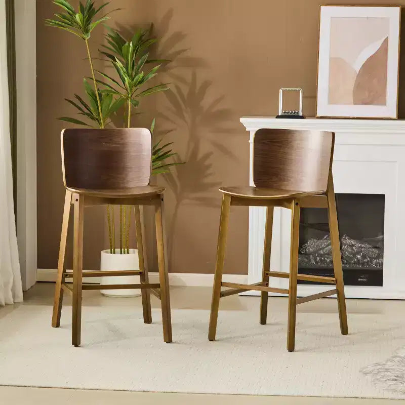 Tabourets de bar d'intérieur en bois Mario avec dossier incurvé Christopher Knight Home (lot de 2)