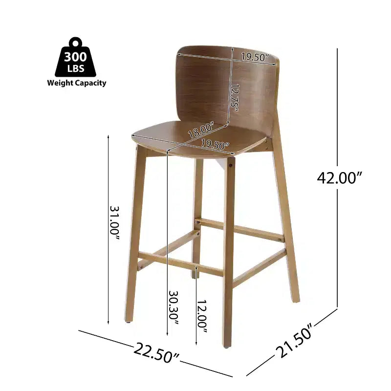 Tabourets de bar d'intérieur en bois Mario avec dossier incurvé Christopher Knight Home (lot de 2)