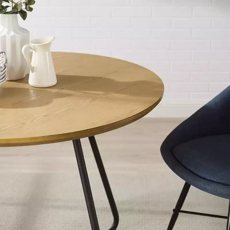 Table à manger ronde GDFStudio Angelo 4 places de 101 cm avec base en X en acier
