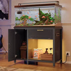 Meuble d'aquarium en bois Bestier de 40 à 50 gallons avec meuble de rangement et prises de courant, lumière LED, capacité de 300 kg, noir