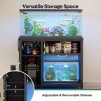 Meuble d'aquarium en bois Bestier de 40 à 50 gallons avec meuble de rangement et prises de courant, lumière LED, capacité de 300 kg, noir