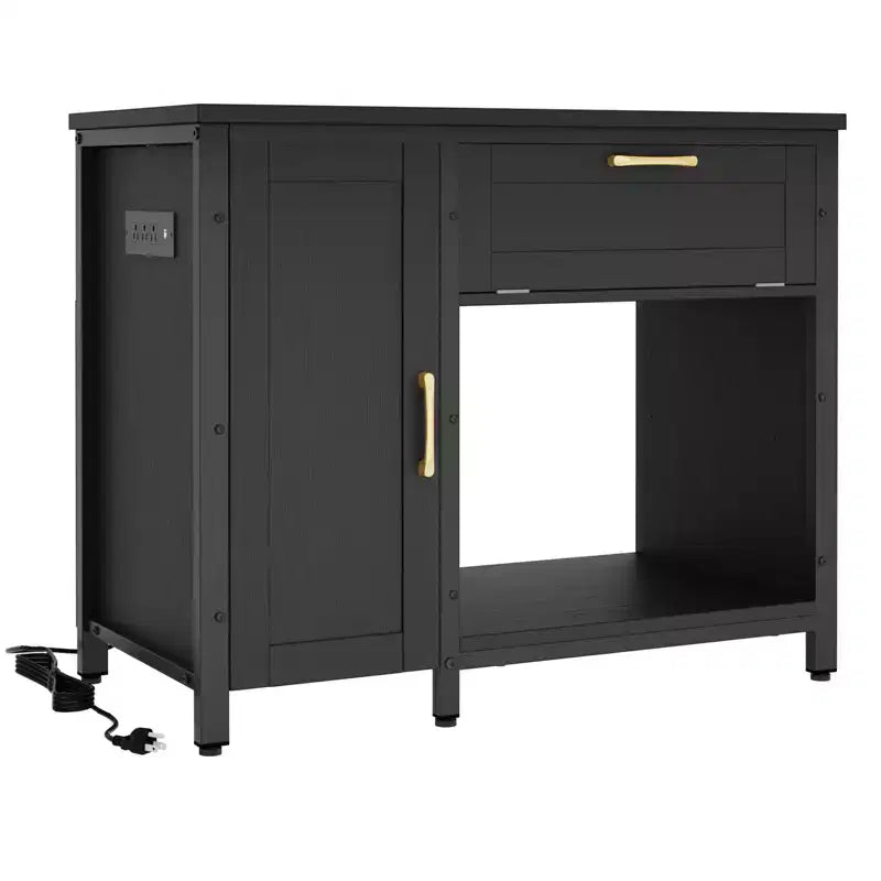 Meuble d'aquarium en bois Bestier de 40 à 50 gallons avec meuble de rangement et prises de courant, lumière LED, capacité de 300 kg, noir