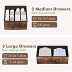 Garvee Commode à 5 tiroirs pour Chambre à Coucher – Tour de rangement en tissu avec plateau en bois, cadre en acier robuste, commodes à poignée facile à tirer