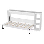 Lit escamotable simple Whisen avec étagère et rangement intégrés – Design LVL/MDF robuste et peu encombrant, pas besoin de sommier tapissier