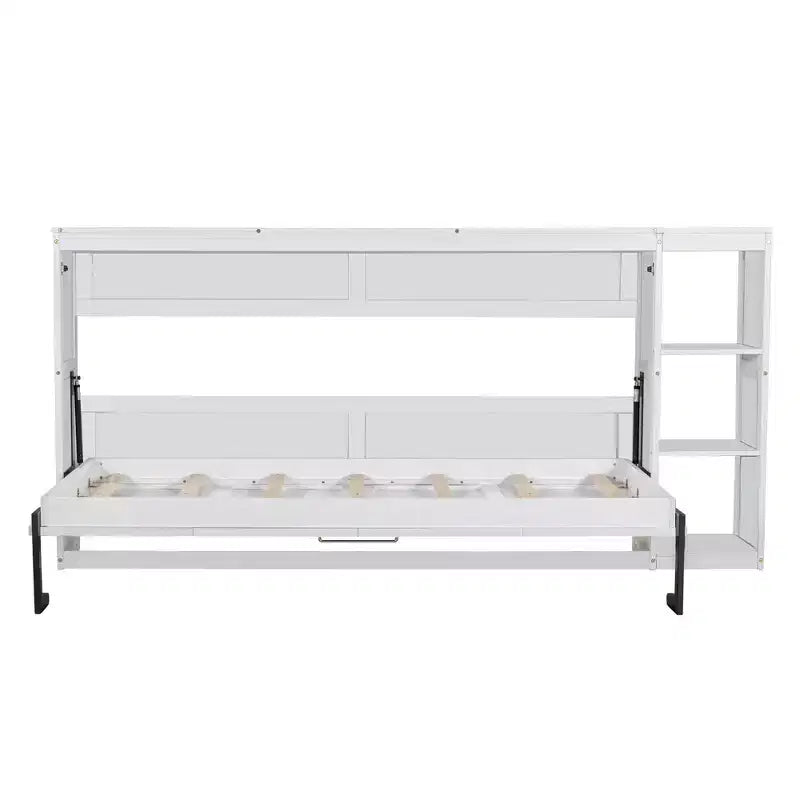 Lit escamotable simple Whisen avec étagère et rangement intégrés – Design LVL/MDF robuste et peu encombrant, pas besoin de sommier tapissier