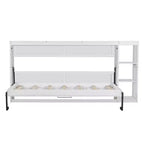 Lit escamotable simple Whisen avec étagère et rangement intégrés – Design LVL/MDF robuste et peu encombrant, pas besoin de sommier tapissier