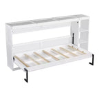 Lit escamotable simple Whisen avec étagère et rangement intégrés – Design LVL/MDF robuste et peu encombrant, pas besoin de sommier tapissier