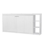 Lit escamotable simple Whisen avec étagère et rangement intégrés – Design LVL/MDF robuste et peu encombrant, pas besoin de sommier tapissier