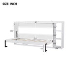 Lit escamotable simple Whisen avec étagère et rangement intégrés – Design LVL/MDF robuste et peu encombrant, pas besoin de sommier tapissier