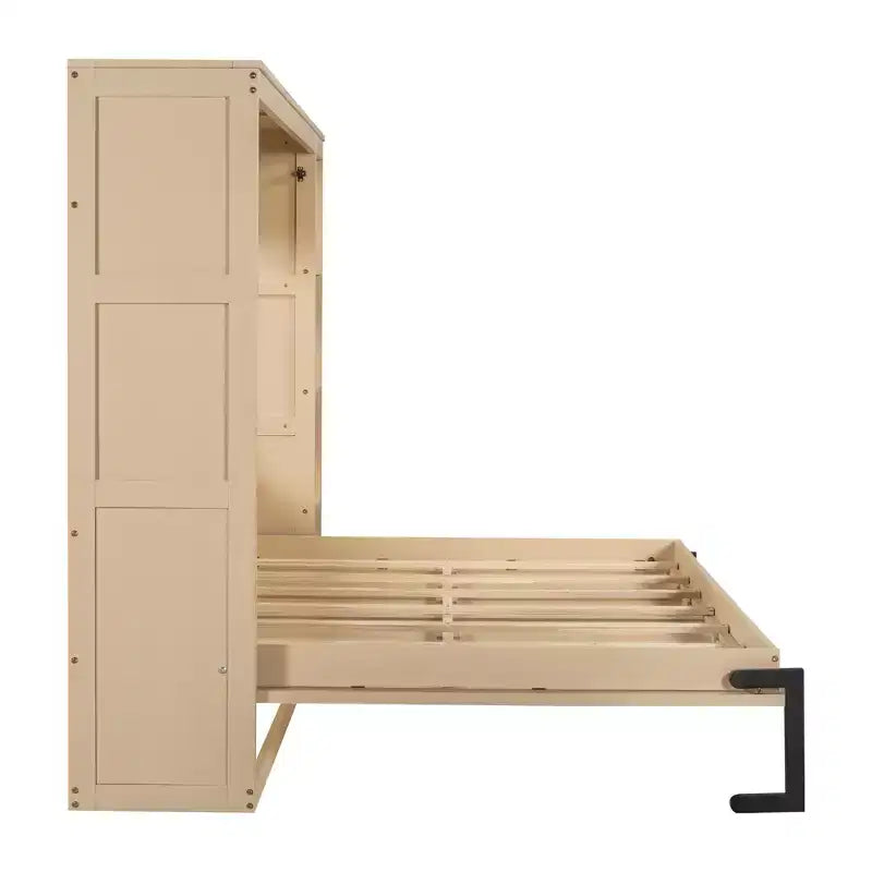 Lit escamotable simple Whisen avec étagère et rangement intégrés – Design LVL/MDF robuste et peu encombrant, pas besoin de sommier tapissier