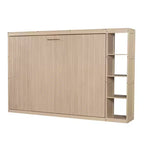 Lit escamotable simple Whisen avec étagère et rangement intégrés – Design LVL/MDF robuste et peu encombrant, pas besoin de sommier tapissier