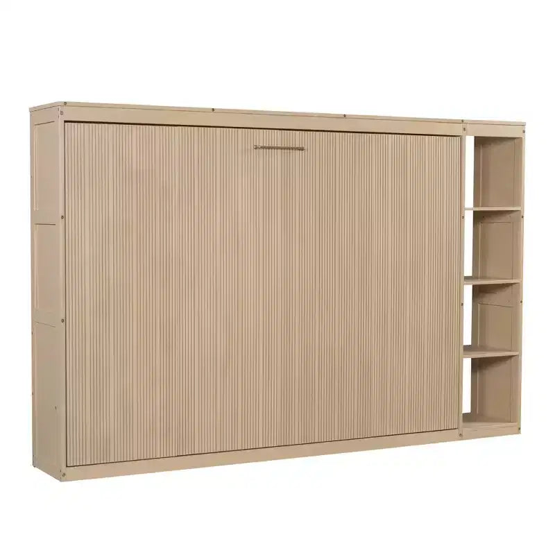 Lit escamotable simple Whisen avec étagère et rangement intégrés – Design LVL/MDF robuste et peu encombrant, pas besoin de sommier tapissier