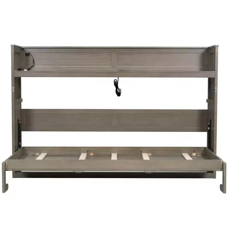 Lit escamotable simple Whisen avec étagère et rangement intégrés – Design LVL/MDF robuste et peu encombrant, pas besoin de sommier tapissier