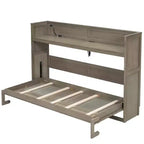 Lit escamotable simple Whisen avec étagère et rangement intégrés – Design LVL/MDF robuste et peu encombrant, pas besoin de sommier tapissier