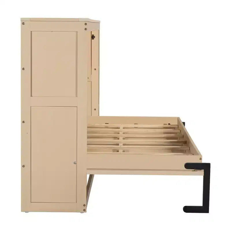 Lit escamotable simple Whisen avec étagère et rangement intégrés – Design LVL/MDF robuste et peu encombrant, pas besoin de sommier tapissier