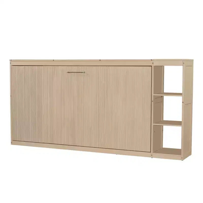 Lit escamotable simple Whisen avec étagère et rangement intégrés – Design LVL/MDF robuste et peu encombrant, pas besoin de sommier tapissier