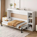 Lit escamotable simple Whisen avec étagère et rangement intégrés – Design LVL/MDF robuste et peu encombrant, pas besoin de sommier tapissier