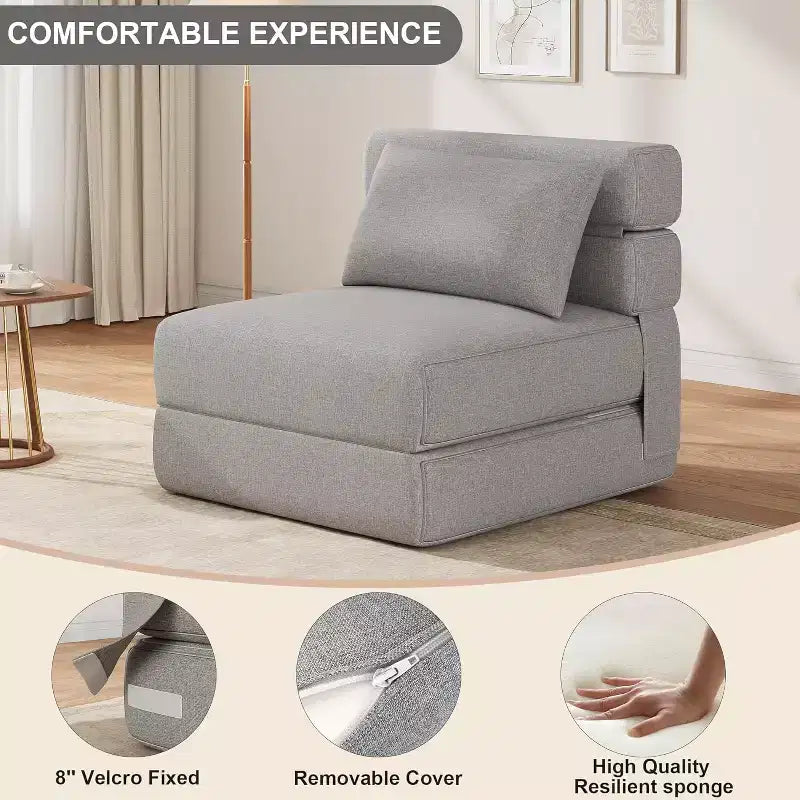 Fauteuil convertible moderne avec oreiller amélioré, lits pliants en mousse à mémoire de forme, canapé de sol confortable