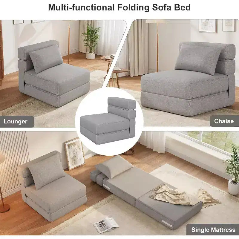 Fauteuil convertible moderne avec oreiller amélioré, lits pliants en mousse à mémoire de forme, canapé de sol confortable