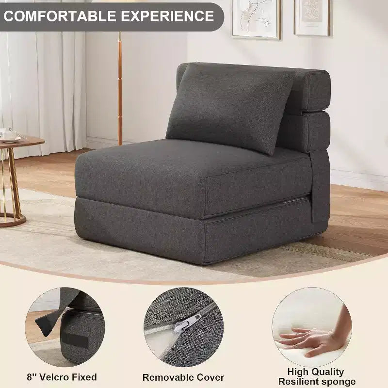 Fauteuil convertible moderne avec oreiller amélioré, lits pliants en mousse à mémoire de forme, canapé de sol confortable