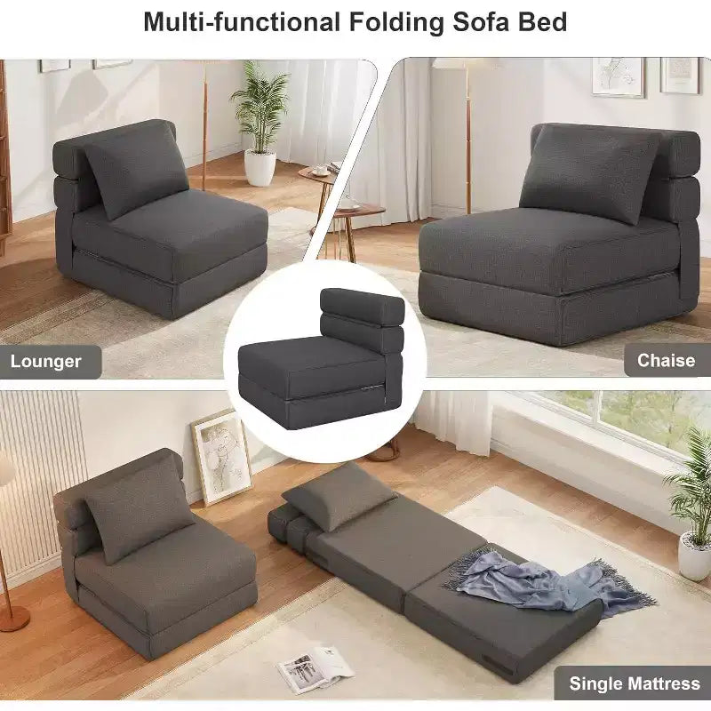 Fauteuil convertible moderne avec oreiller amélioré, lits pliants en mousse à mémoire de forme, canapé de sol confortable