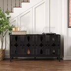 Buffet de rangement, Enfilade scandinave moderne, Buffet de service avec 4 portes creuses et étagères réglables