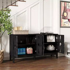 Buffet de rangement, Enfilade scandinave moderne, Buffet de service avec 4 portes creuses et étagères réglables