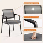 Chaise pliable en cuir gris MAYEERTY pour bureau à domicile, fête, portable et confortable