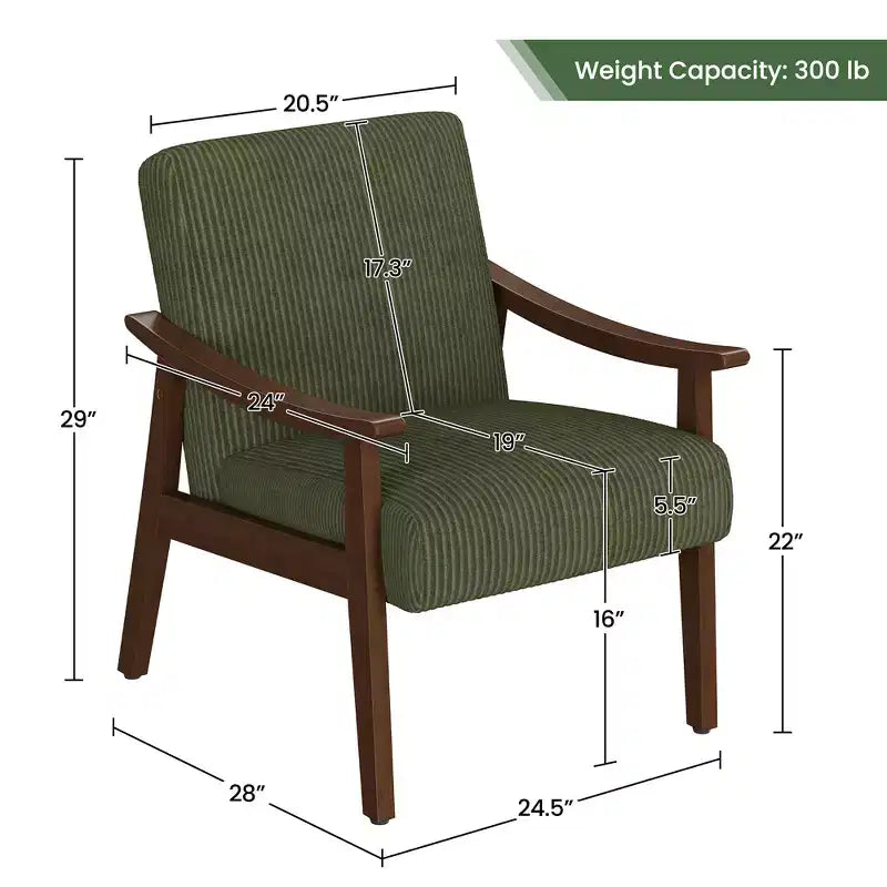 Yaheetech Lot de 2 Fauteuils Modernes du Milieu du Siècle avec Pieds en Bois Massif pour Salon, Chambre à Coucher, Chambre d'amis
